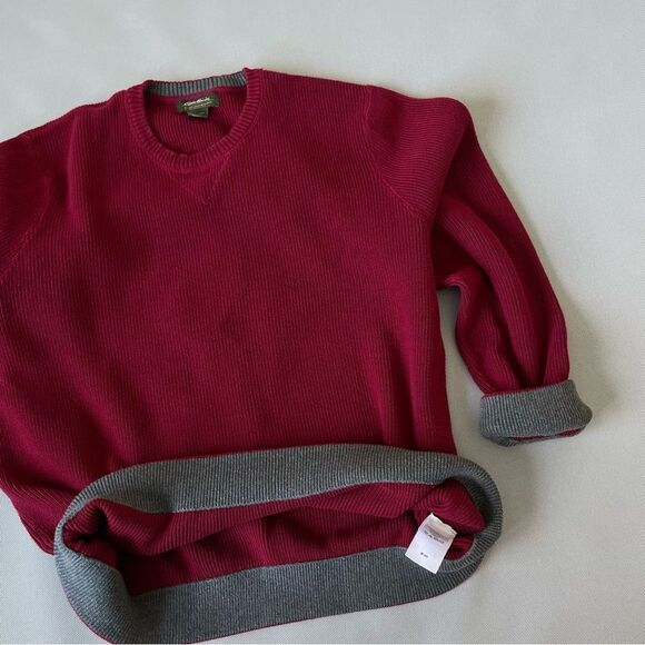 Eddie Bauer Burgundy Cotton Crewneck Knit Sweater Men’s Size XXL - Picture 4 of 9